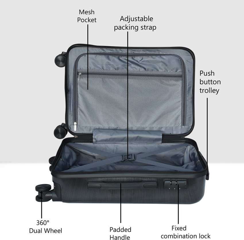 ESBEDA Luggage Trolley Bag Cabin Suitcase 8 Wheels 20 Inch Grey Price in India Flipkart