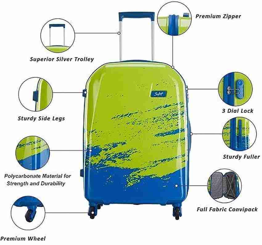SKYBAGS Vista STROLLY 4W 67 CM Medium Size Trolley Hard Sided 67 CM Green Blue Check in Suitcase 4 Wheels 26 inch Green Blue Price in India Flipkart