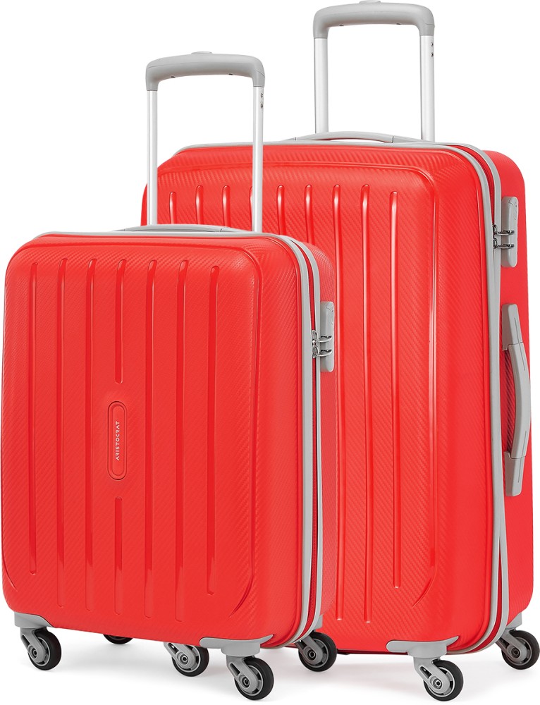 ARISTOCRAT Photon 2P Set Cabin Medium Trolley Bag Cabin Check in Set 4 Wheels 27 inch Red Price in India Flipkart