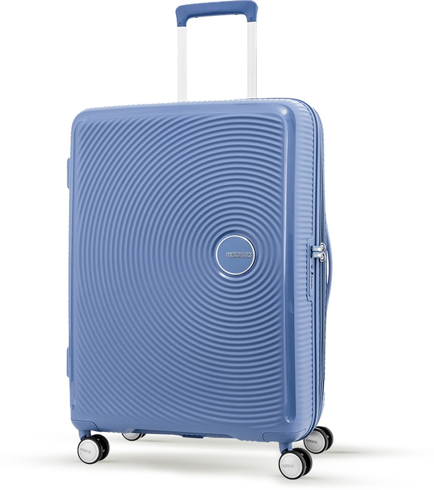 AMERICAN TOURISTER Curio Spinner 67 CM Denim Blue Check in Suitcase 4 Wheels 30 inch Denim Blue Price in India Flipkart