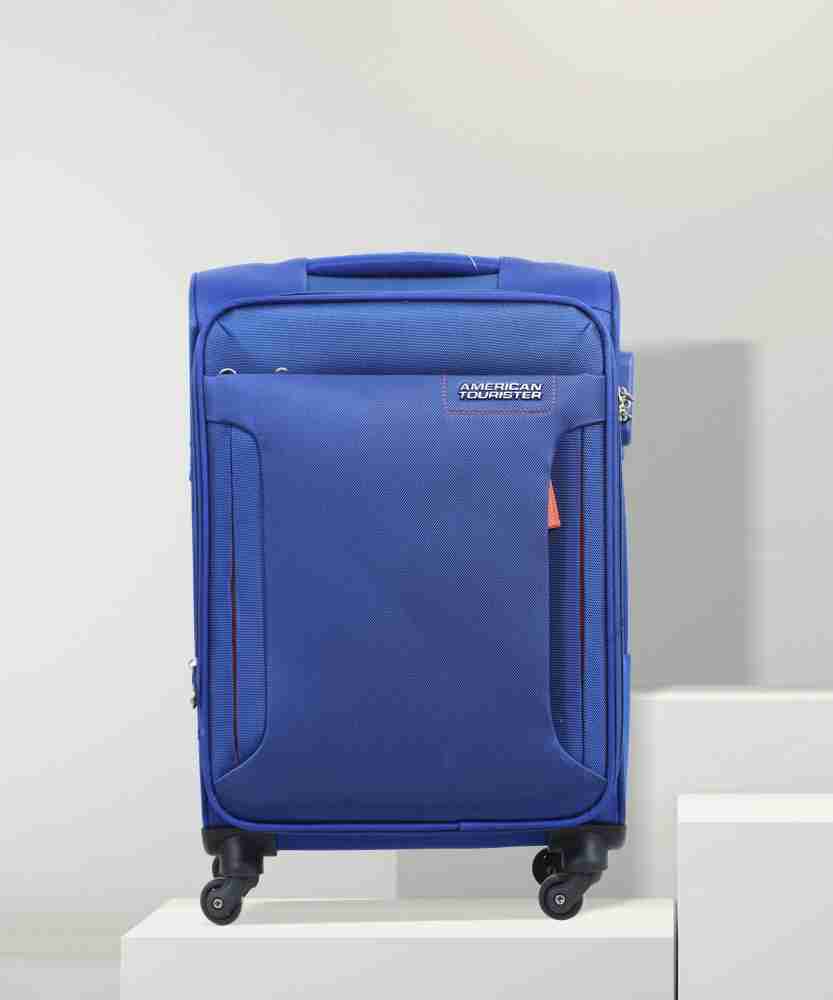 AMERICAN TOURISTER Spinner Soft Trolley 55cm Royal Blue Expandable Cabin Suitcase 4 Wheels 21 inch Blue Price in India Flipkart