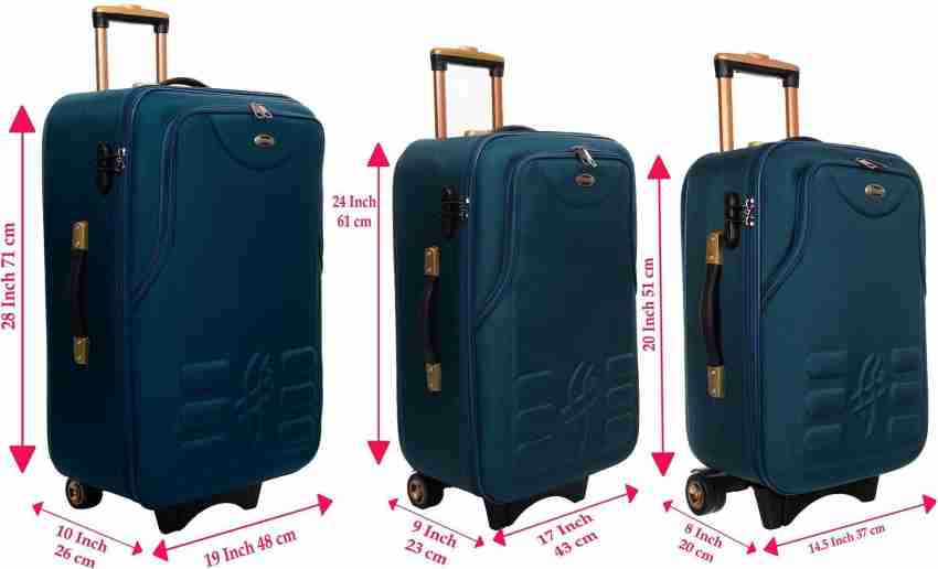 STUNNERZ 20 24 28 inch Combo Set Trolley Bag Travel Bag Suitcase 51cm 61cm 71cm Pack of 3 Samll Medium Large Peacock Cabin Check in Set 2 Wheels 28 inch Peacock Price