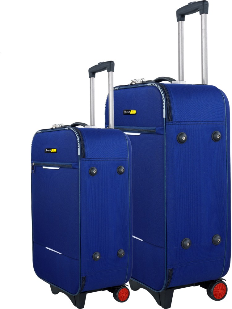 Skysun 22 26 Inch Combo Polyester Lightweight Trolley Travel Bag Suitcase Bag Cabin Check in Set 2 Wheels 26 inch NAVY BLUE Price in India Flipkart