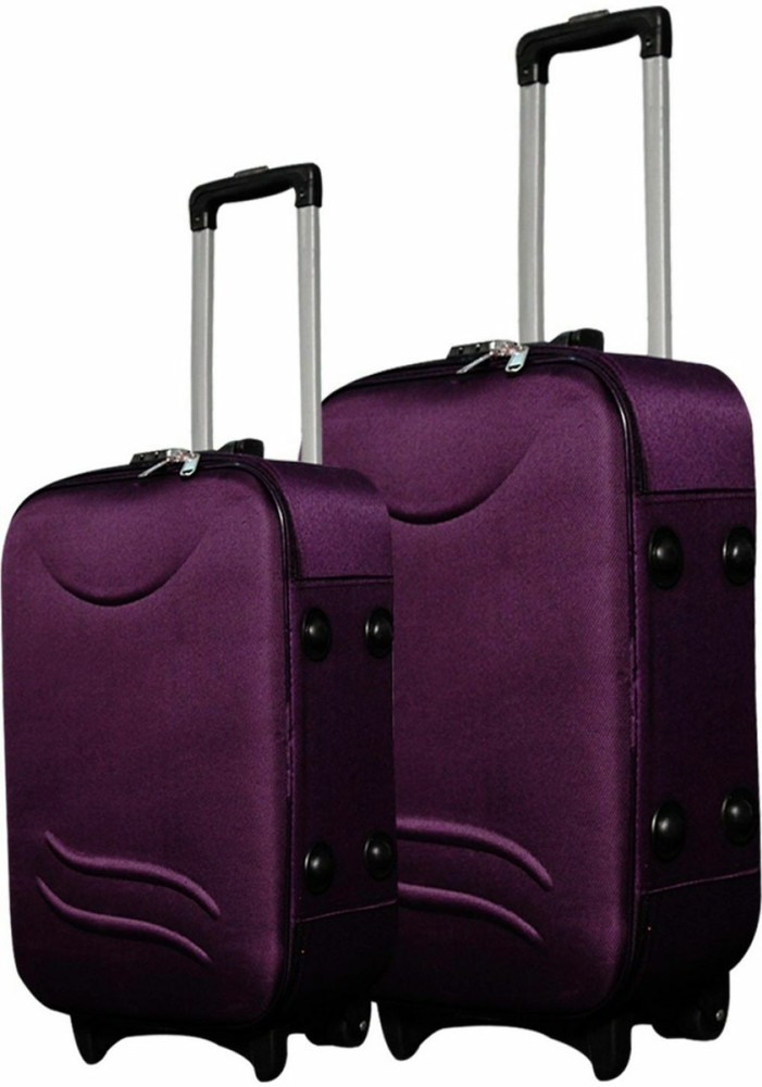 UNIK STYLE Travel Bag with Telescopic Steel Trolley Number Lock Size 24 20inches Cabin Suitcase 2 Wheels 23 inch PURPLE Price in India Flipkart