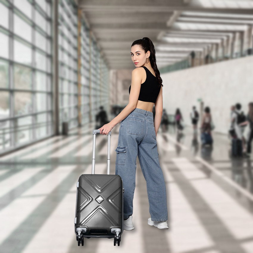 Trumpkin Trolley Bags for Travel 4 Wheel Small Luggage Hard Side Cabin Bag Cabin Suitcase 4 Wheels 20 inch Black Price in India Flipkart