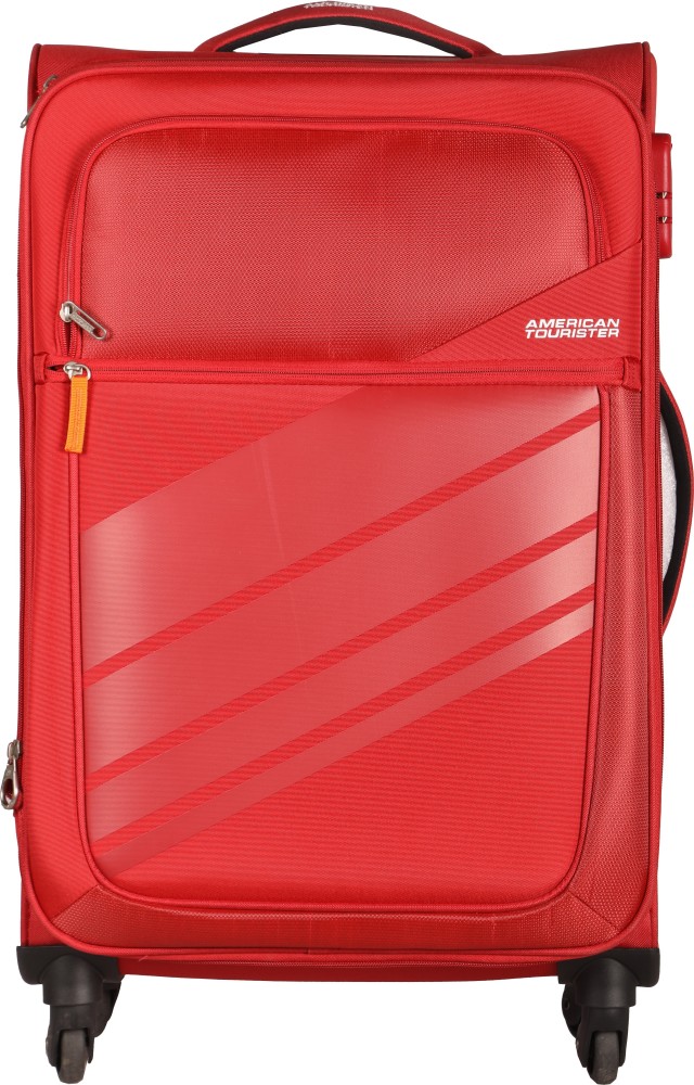 AMERICAN TOURISTER Stirling Spinner Soft Trolley 65 cm Red Expandable Check in Suitcase 4 Wheels 26 inch Red Price in India Flipkart