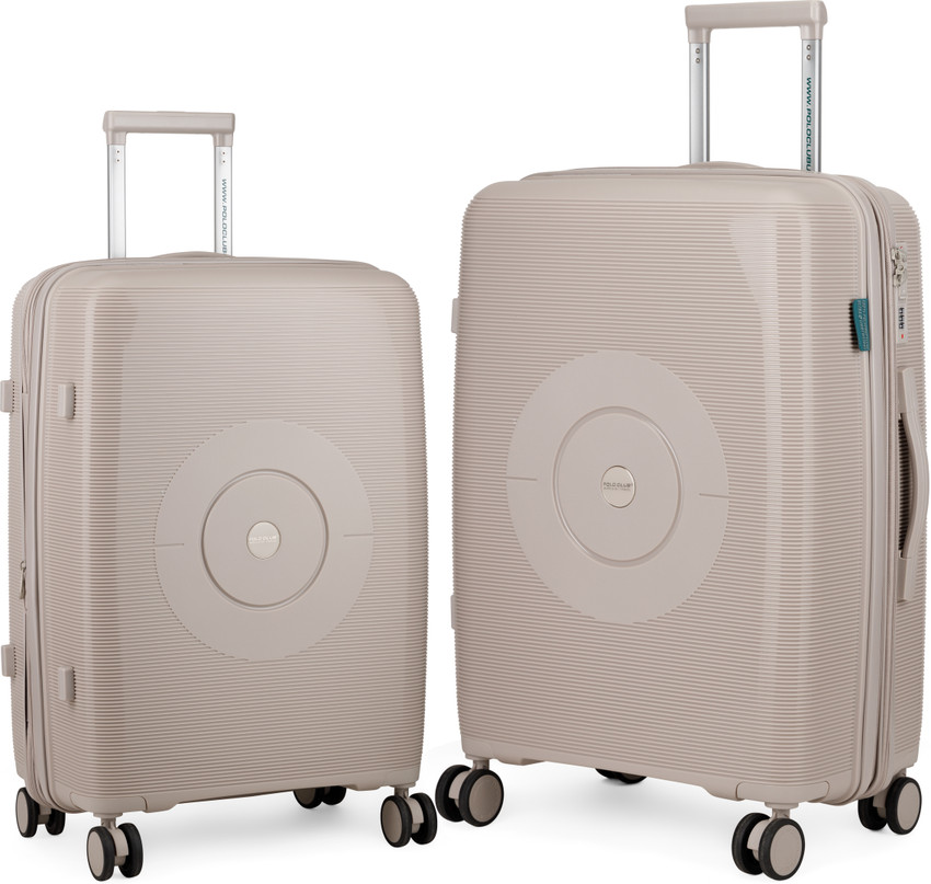 Polo Club USA Passport Polypropylene 8 Wheeler Spinner Trolley Bag Suitcase 65cm and 55cm Expandable Cabin Check in Set 8 Wheels 26 inch Beige Price in India Flipkart