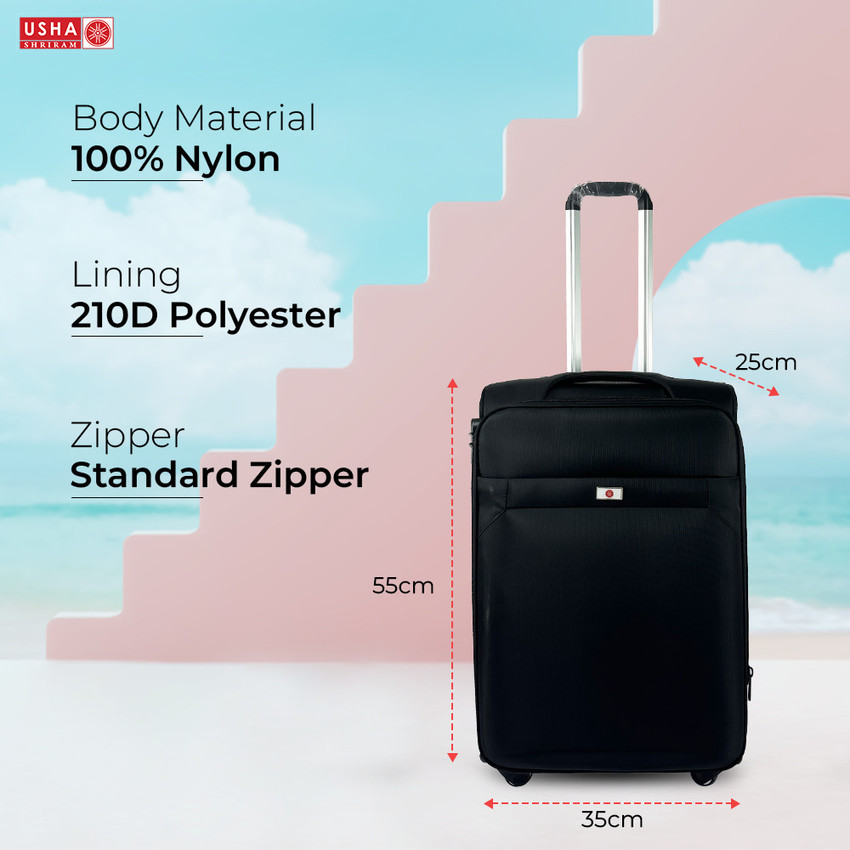 Usha Shriram 20Inch Fabric Cabin Luggage 35L Suitcase Trolley Bag For Travel Men Women Cabin Suitcase 8 Wheels 20 inch Black Price in India Flipkart