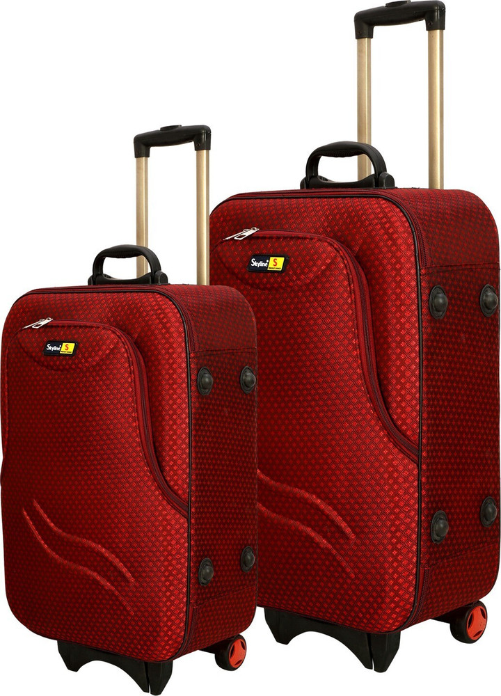 SKYLINE 22 26Inch Pack Of 2 Trolley Bag Suitcase Bag Number Lock With 2 Wheels For Men Expandable Check in Suitcase 2 Wheels 26 inch Red Price in India Flipkart