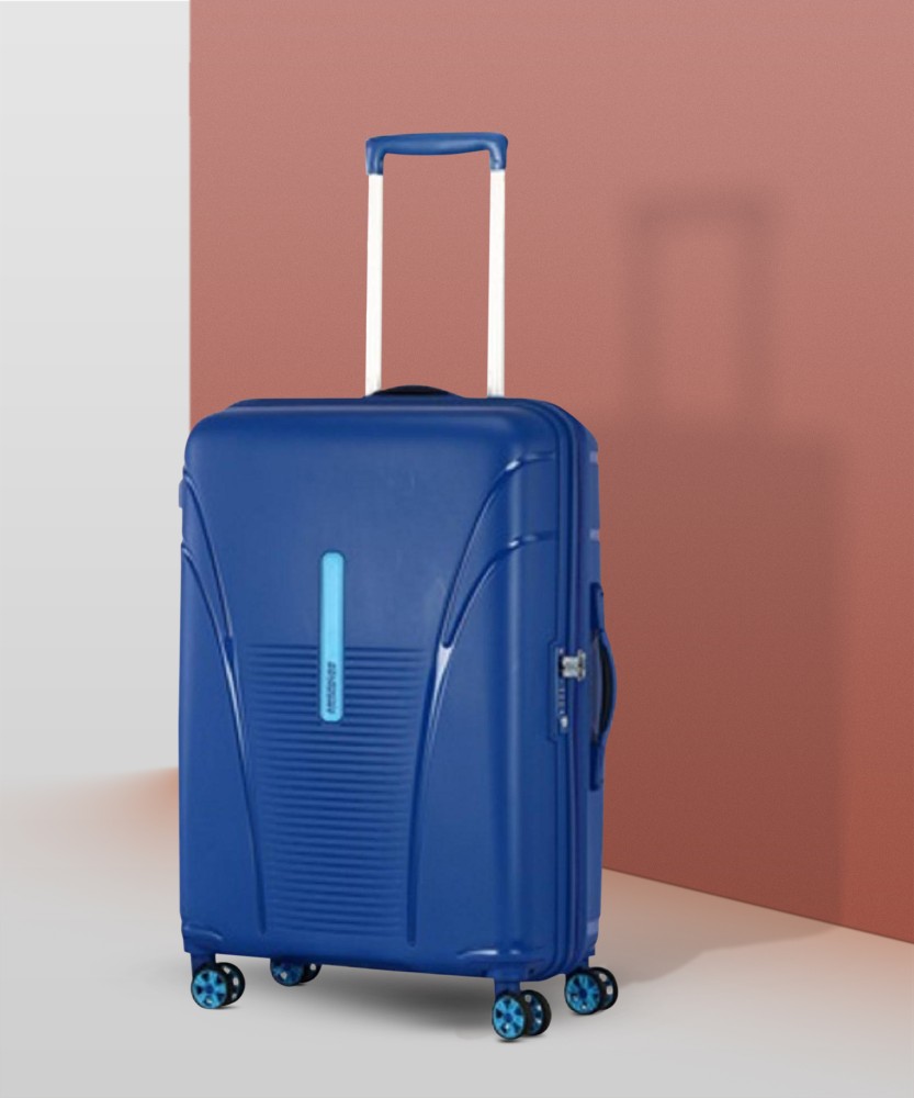 AMERICAN TOURISTER Skytracer Highlinee Blue Trolley Bag AMT SKYTRACER Cabin Suitcase 4 Wheels 22 inch Blue Price in India Flipkart