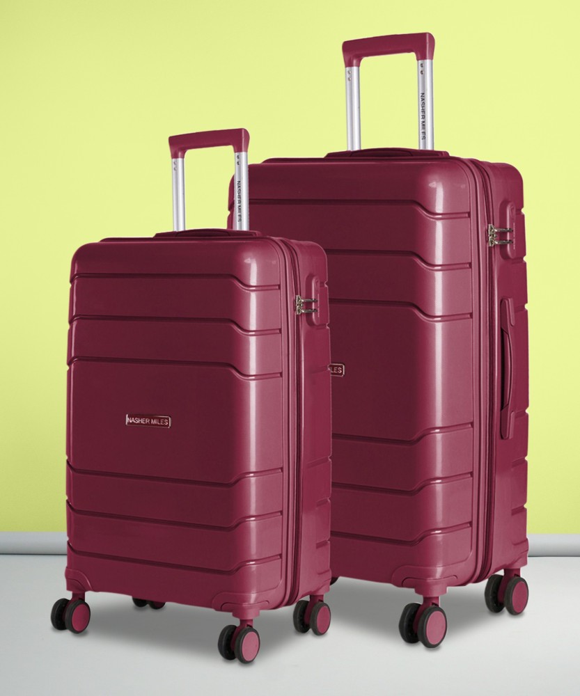 NASHER MILES Lisbon Hard-sided Polypropylene Luggage Set of 2 Burgundy  Trolley Bags (55 & 65 Cm) Check-in Suitcase - 24 inch Burgundy - Price in  India