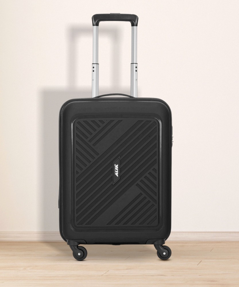 ALFA Rhino 55 Hardbody Trolley Bag Cabin Suitcase 4 Wheels 22 Inch JET BLACK Price in India Flipkart