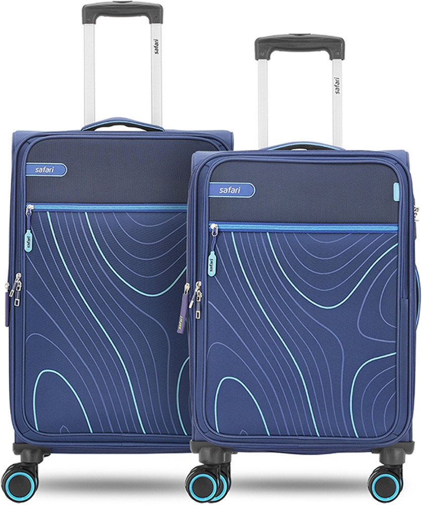 SAFARI 8 Wheel trolley bag Set of 2 Small Medium size Blue