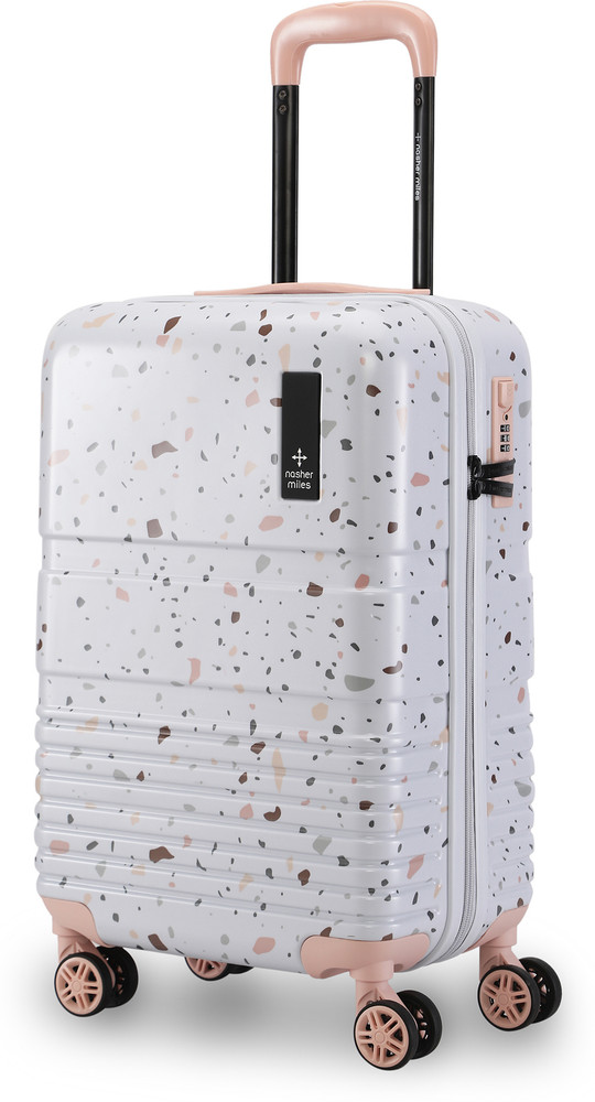 NASHER MILES Venice Hard Side Polycarbonate Cabin Printed Terrazzo Pink 55cm Trolley Bag Cabin Suitcase 8 Wheels 20 inch Pink Price in India Flipkart