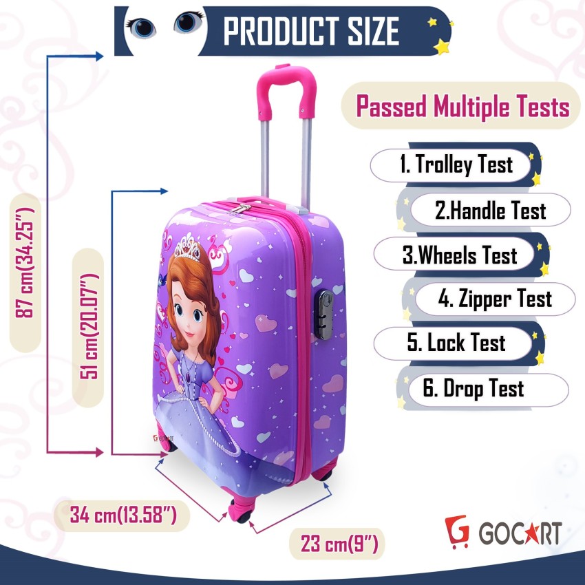 GOCART 16 Inch 4 wheeled suitcase for kids Children suitcase kid luggage  Travel Trolley Bag Cabin Suitcase - 16 inch Pink - Price in India