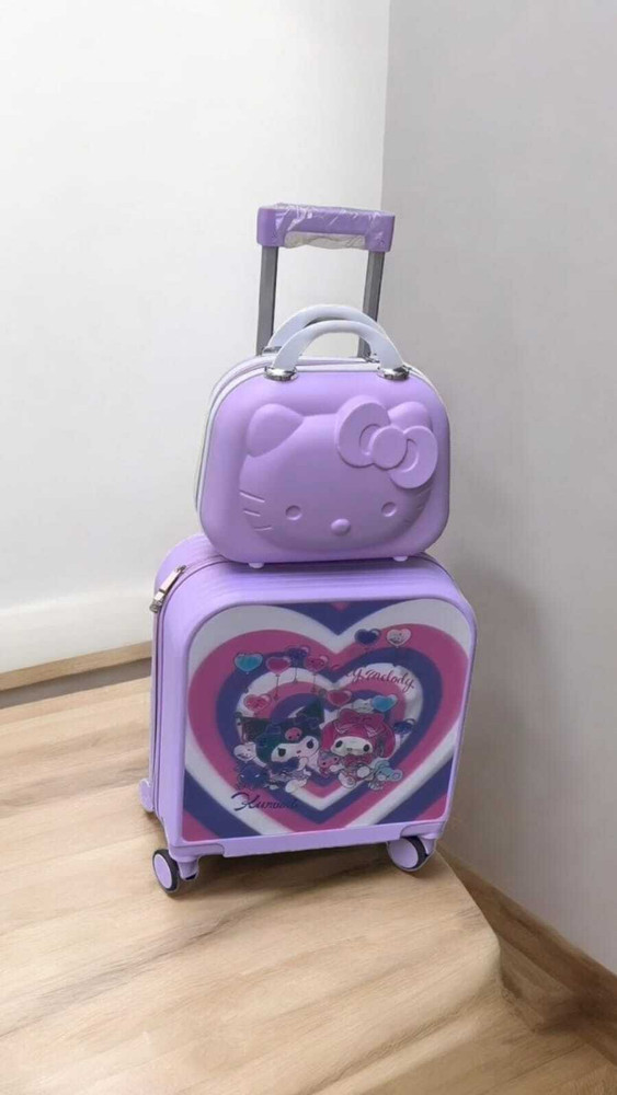 NAVRANGI Cute Kitty design Trolley Bag Suitcase for Girls Women With Kitty Vanety Bag Cabin Suitcase 4 Wheels 17 inch PURPLE Price in India Flipkart