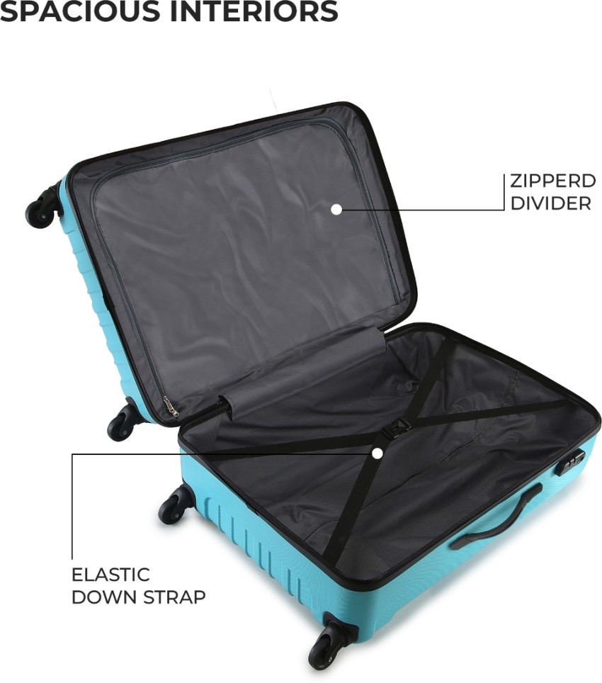 Stony Brook By Nasher Miles Storm Hard-sided Polycarbonate Luggage Set Of 3 Teal Trolley Bags 55,65&75cm Cabin & Check-in Set - 28 Inch