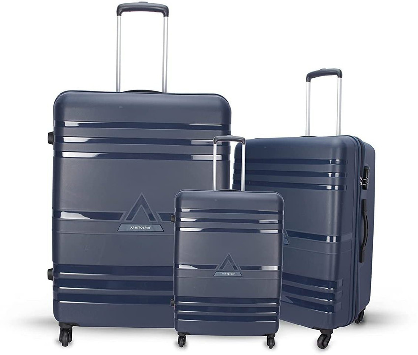 VIP Aristocrat Jet Trolley bag Antitheft zip Number Lock Cabin Medium Large Cabin Check in Set 8 Wheels 28 inch Blue Price in India Flipkart