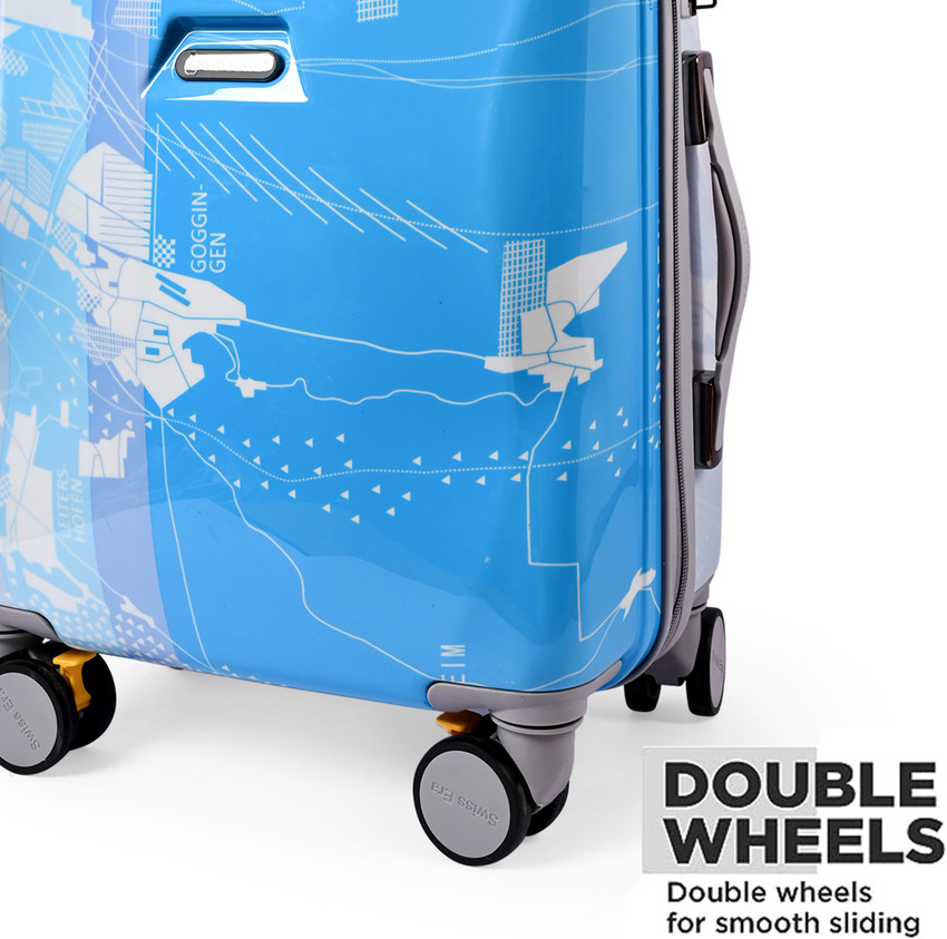 Swiss Era Shelton Printed Polycarbonate Luggage Trolley Suitcase Cabin Suitcase 8 Wheels 20 inch Blue Price in India Flipkart