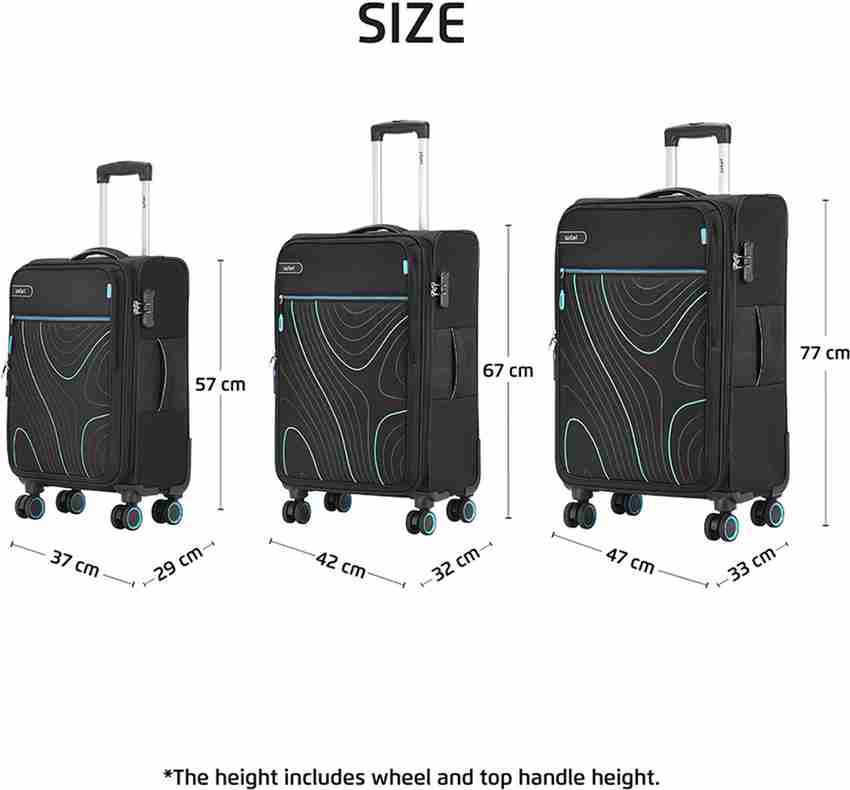 SAFARI 8 Wheel Trolley bag Set of 3 Small Medium Large size Black color Contour Expandable Cabin Check in Set 8 Wheels 30 inch Black Price in India Flipkart