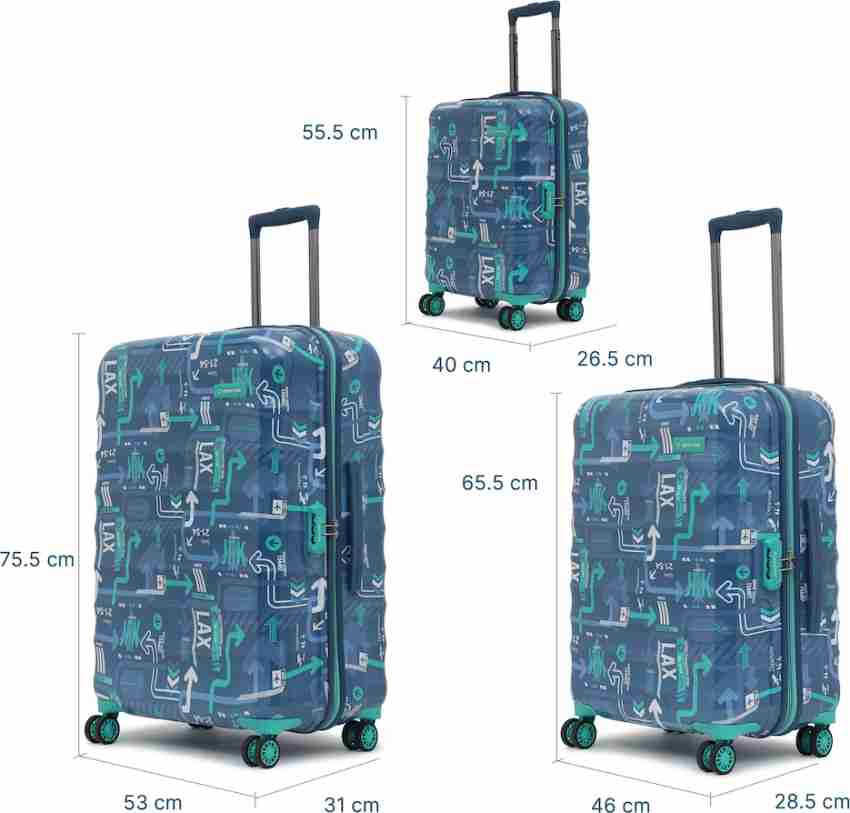 Uppercase JFK Duo Hard Luggage Trolley Bag Set of 3 (S+M+L) Teal