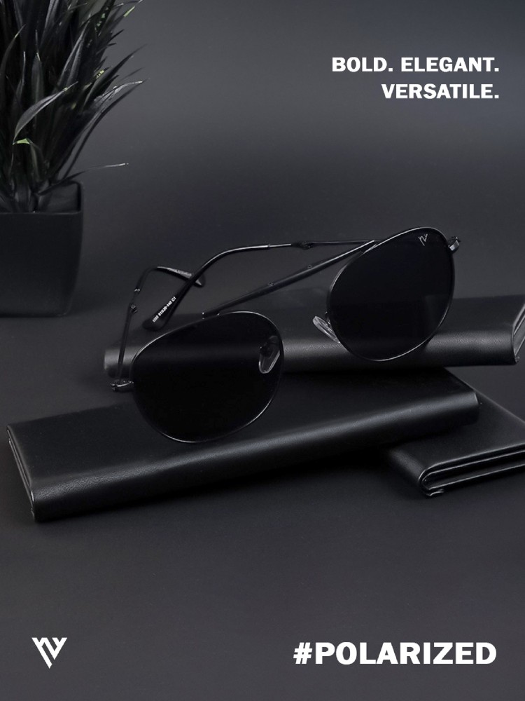 Buy Voyage Black Oval Sunglasses Men & Women (6506MG3825, Black Frame