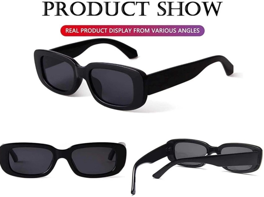 Buy Aj style Retro Square, Oval, Cat-eye, Round Sunglasses Black For Men &  Women Online @ Best Prices in India
