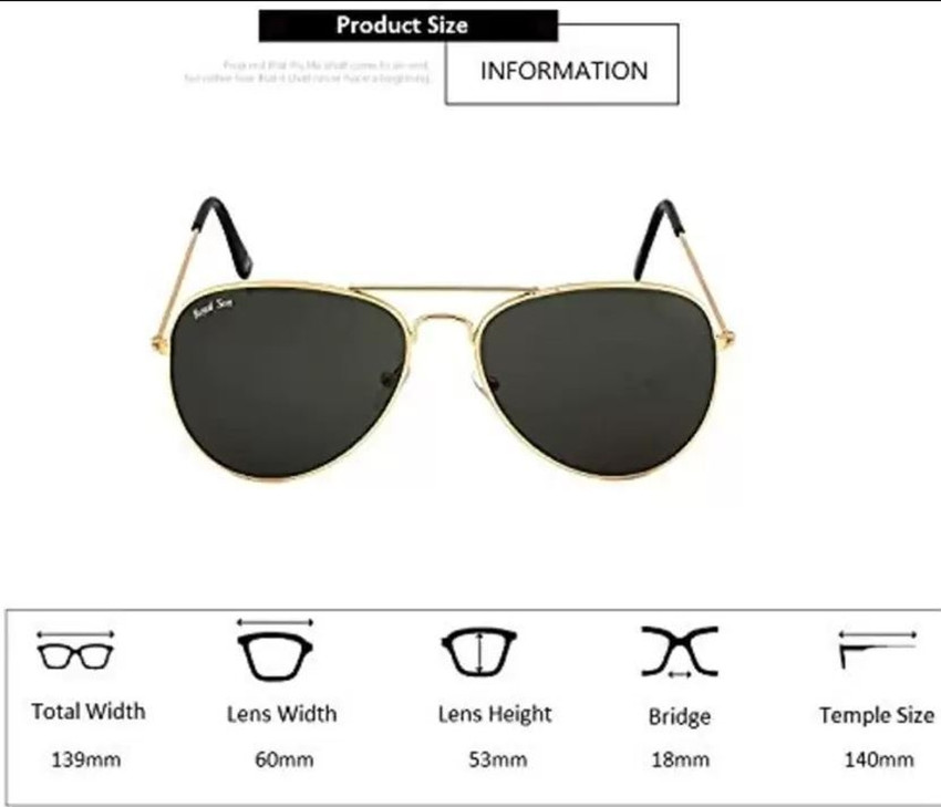 Sunglasses size chart india clearance