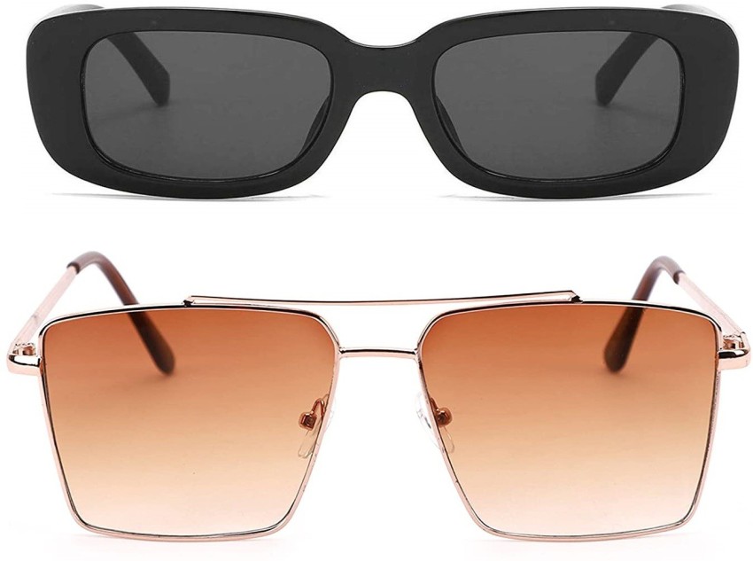 Buy KiwiCaves Rectangular Sunglasses Black For Men & Women Online @ Best  Prices in India