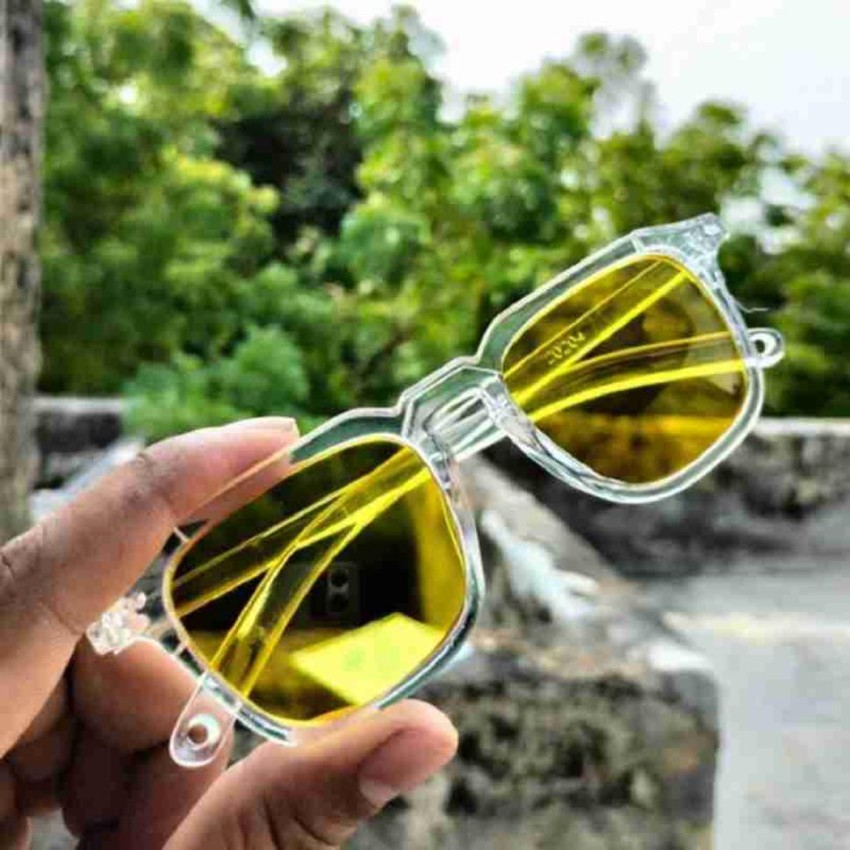 Buy Retro Square Oversized Sunglasses for Men and Women (Black-Yellow)  Online at Best Prices in India - JioMart.