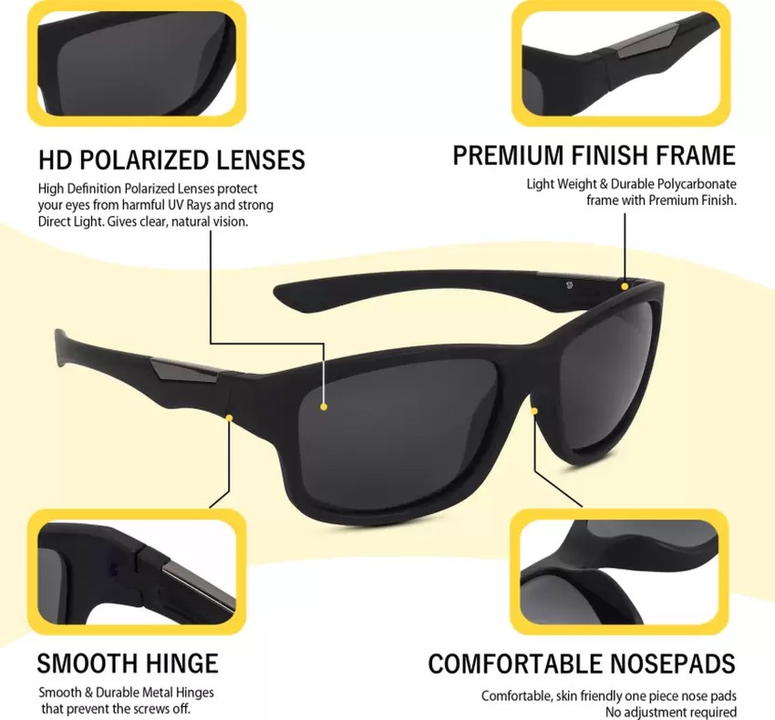 4Flaunt UV Protected & Polarized Sports Sunglasses, Lightweight, Durable &  Stylish Glasses For Men & Women