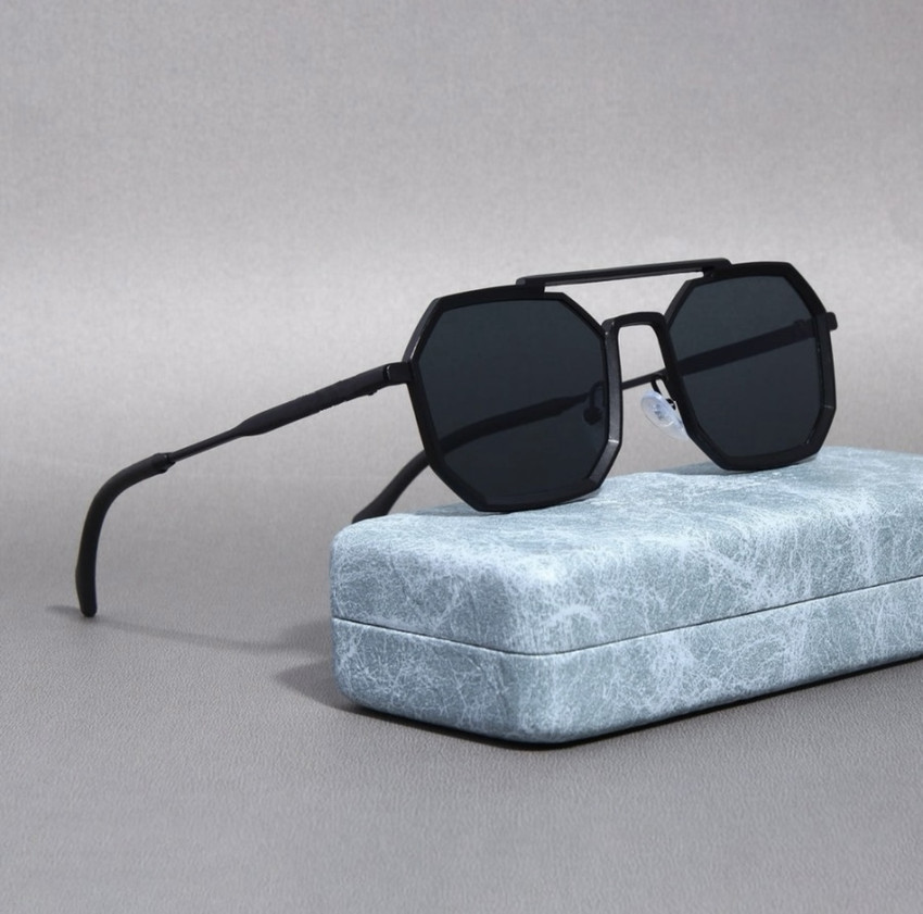 Buy VILLA Retro Square Round Sunglasses Black For Men Women Online Best Prices in India Flipkart