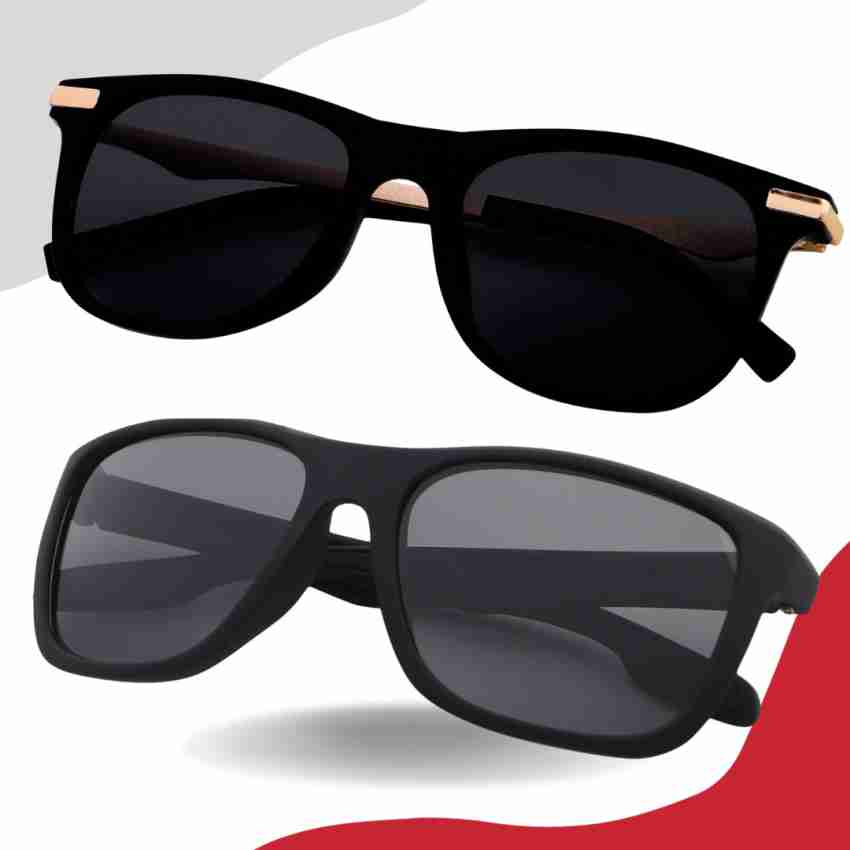 Buy KiwiCaves Rectangular Sunglasses Black For Men & Women Online @ Best  Prices in India