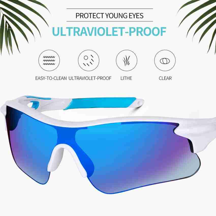 Cereto White Sky Blue Mirrored UV Protection Sports Googles For