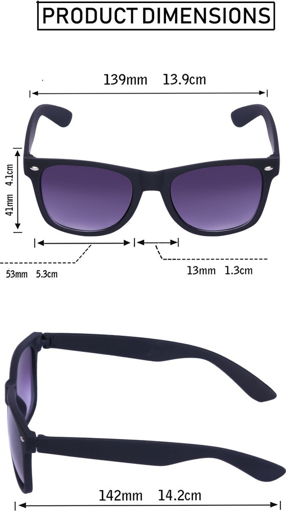 Size of wayfarer sunglasses discount