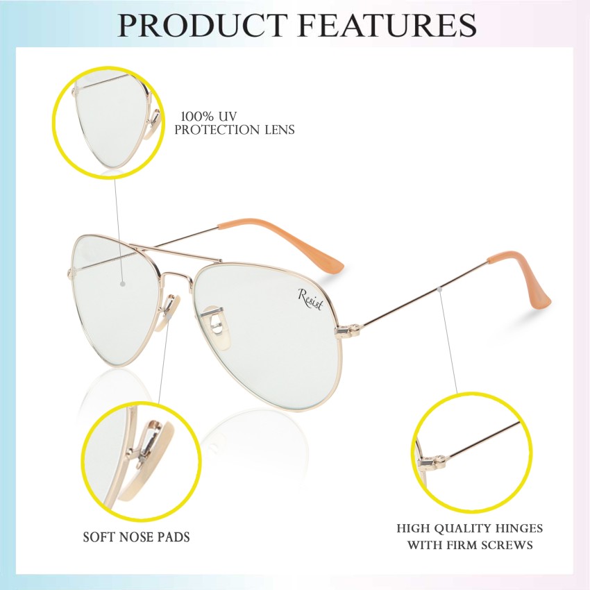 Buy RESIST EYEWEAR Aviator Sunglasses Clear For Men Women Online Best Prices in India Flipkart