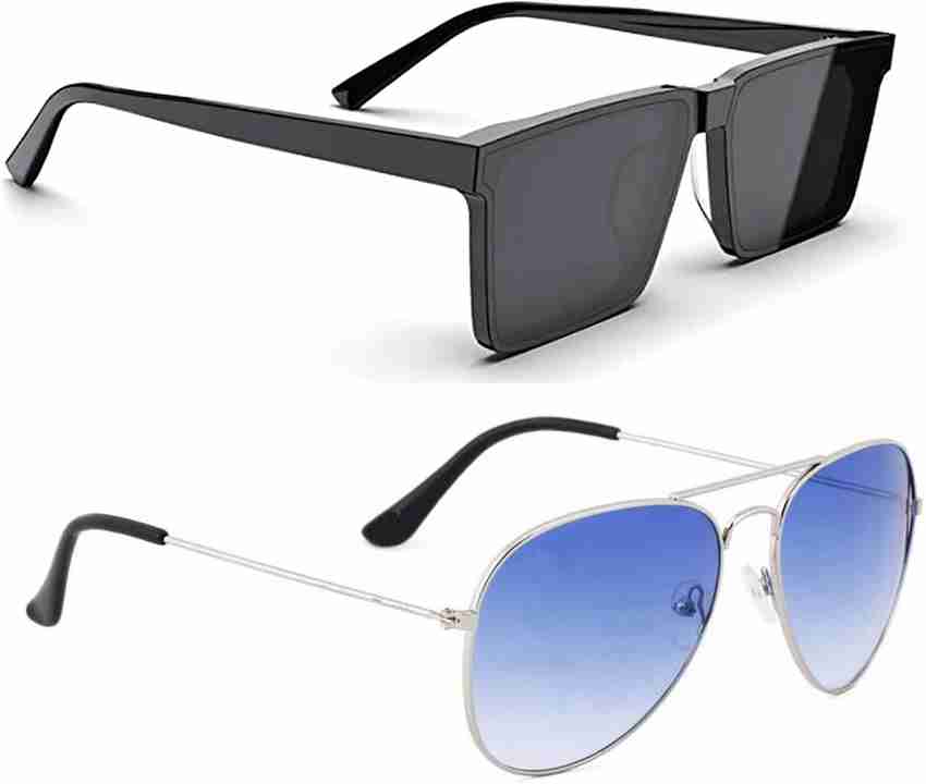 Buy Elligator Retro Square Aviator Sunglasses Black Blue For Men