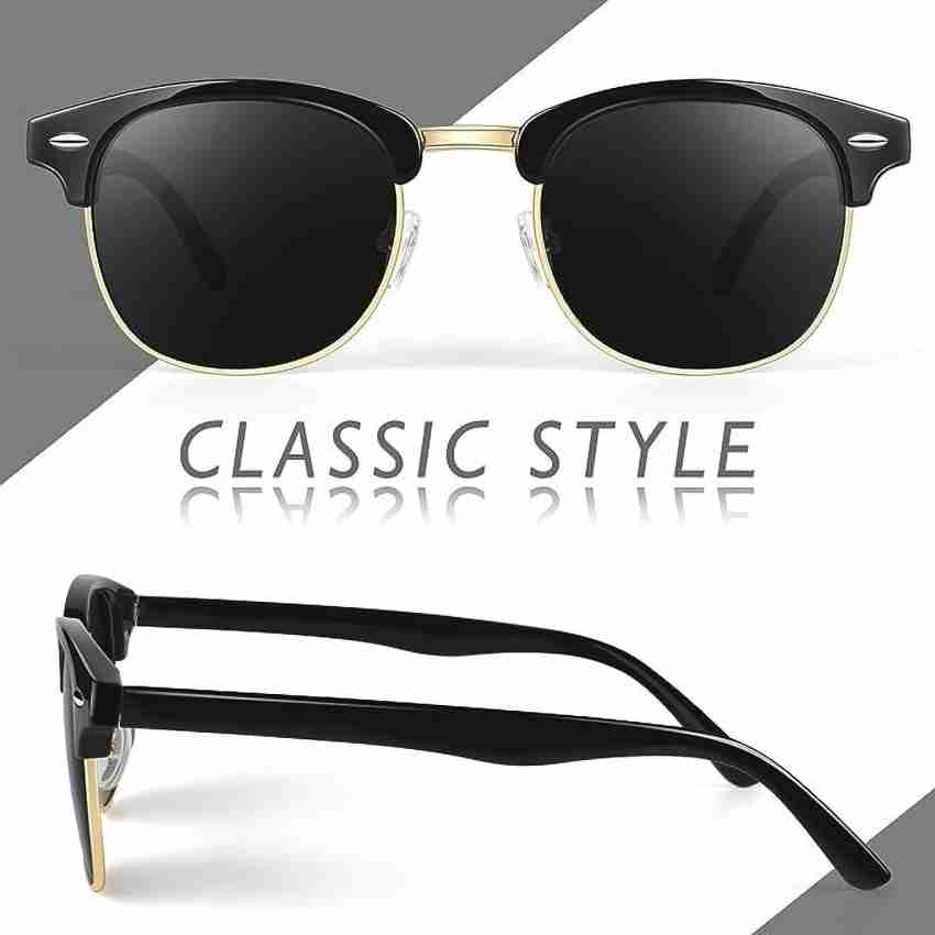 Buy Sunglance Over-sized, Clubmaster Sunglasses Black For Men