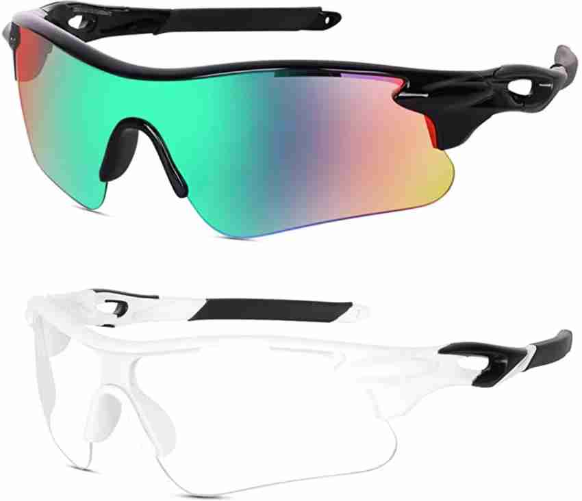 JEERATI Men Half Rim Sports Sunglasses | Polarized and 100% UV Protected | Combo Pack (Pack of 2)