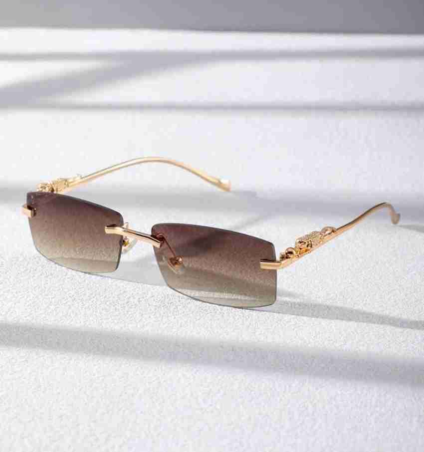 Brown rimless sunglasses best sale