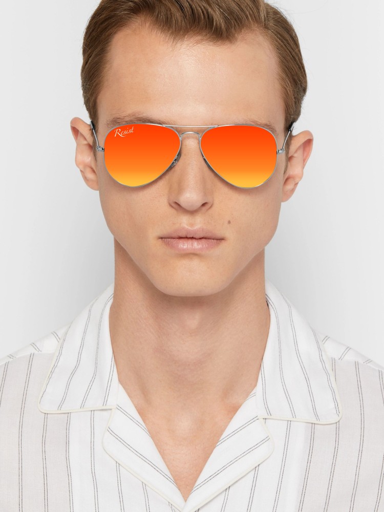 Kick - Rectangle Matte Black Orange Frame Sunglasses For Men | Eyebuydirect
