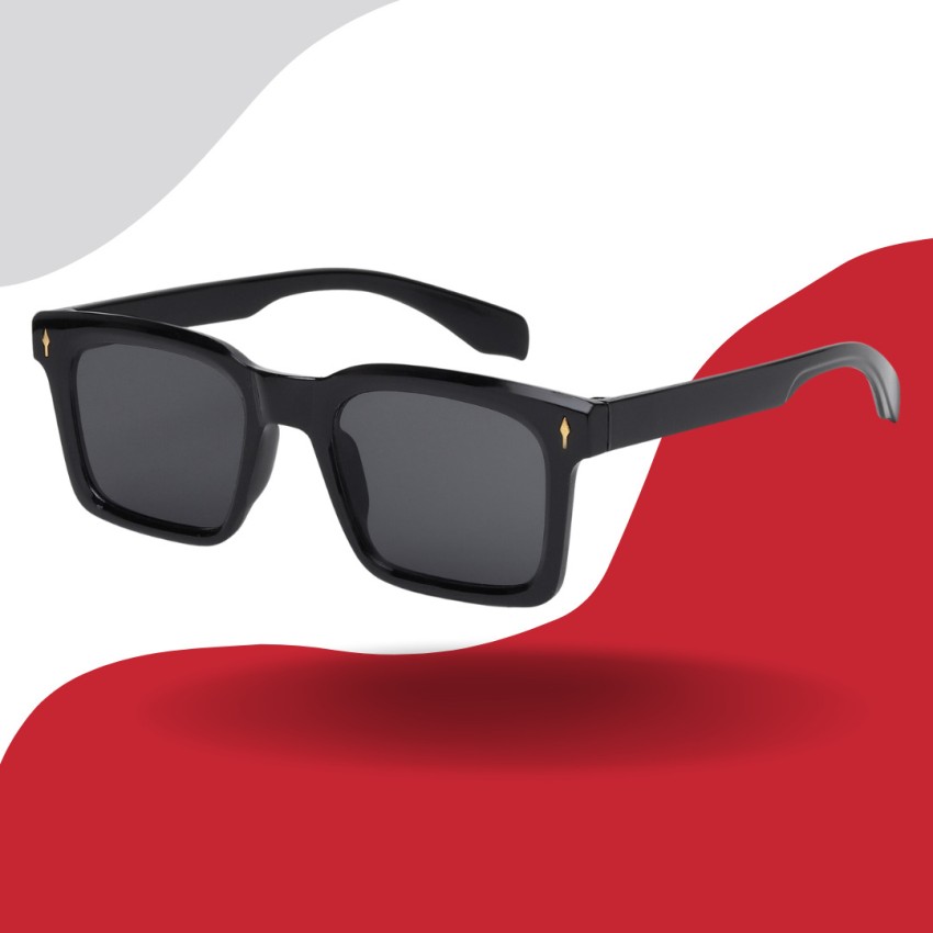 Buy KiwiCaves Rectangular Sunglasses Black For Men & Women Online @ Best  Prices in India