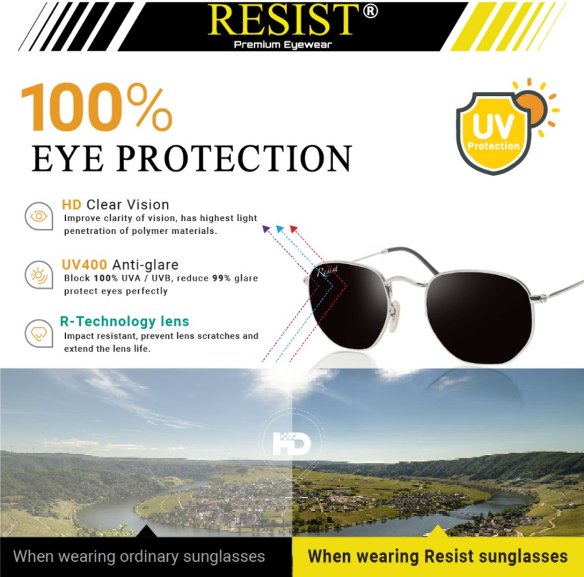 Buy Resist Rectangular Sunglasses Black For Men & Women Online @ Best  Prices in India