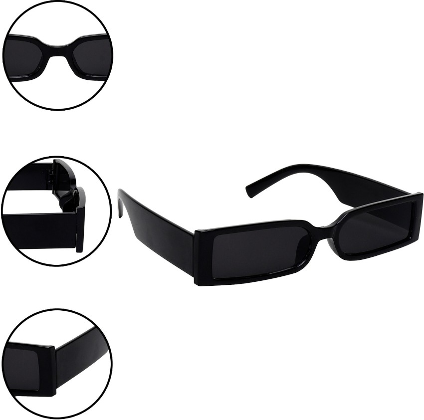 Buy KiwiCaves Rectangular Sunglasses Black For Men & Women Online @ Best  Prices in India