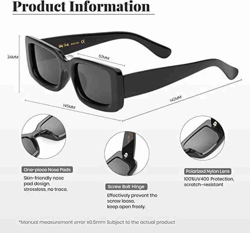Buy Prism Rectangular, Retro Square Sunglasses Black For Men