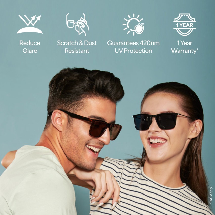 Buy online Eyekart Rectangular Polycarbonate Sunglasses For Men And Women  from Eyewear for Men by Eyekart for ₹499 at 55% off