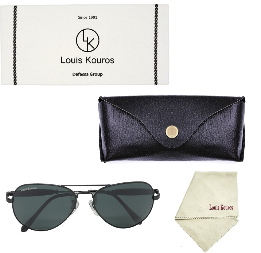Buy Airomade Aviator Louis Kouros Black-Gold Sunglasses For Men