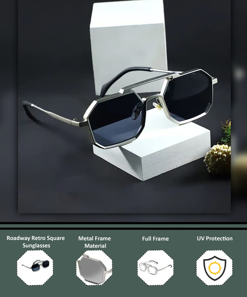 Buy ROADWAY Retro Square Sunglasses Black For Men Women Online Best Prices in India Flipkart
