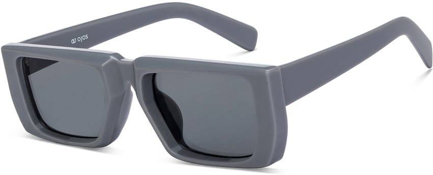 OJOS Unisex Sunglasses Grey Polycarbonate Rectangle