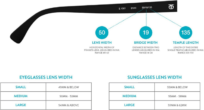 Fastrack sunglasses size chart shop